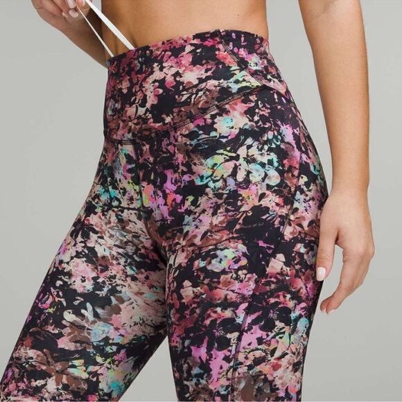 Lululemon Base Pace Hi Rise Crop 23" Leggings Stencil Blossom Multi Floral 4 - Picture 3 of 6